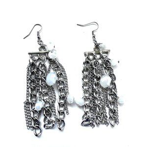 SILVER COLOR Chain Drop/Dangle Earring with Crystal Beads